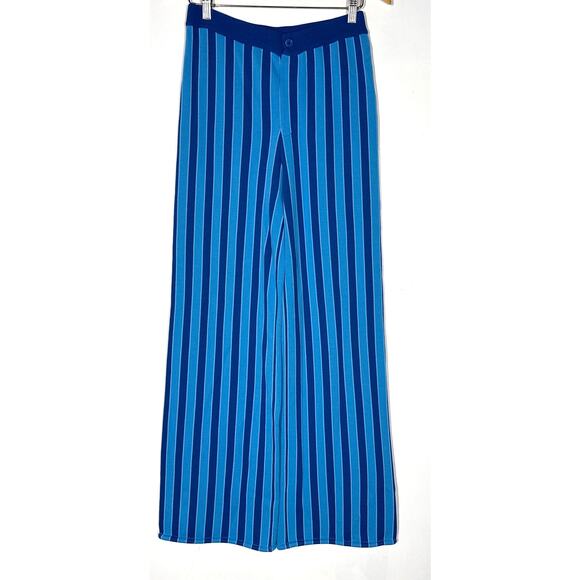 Simon Miller Jabber Pants High Rise Flat Front Wide Leg Trousers Blue Stripe M - Picture 4 of 10